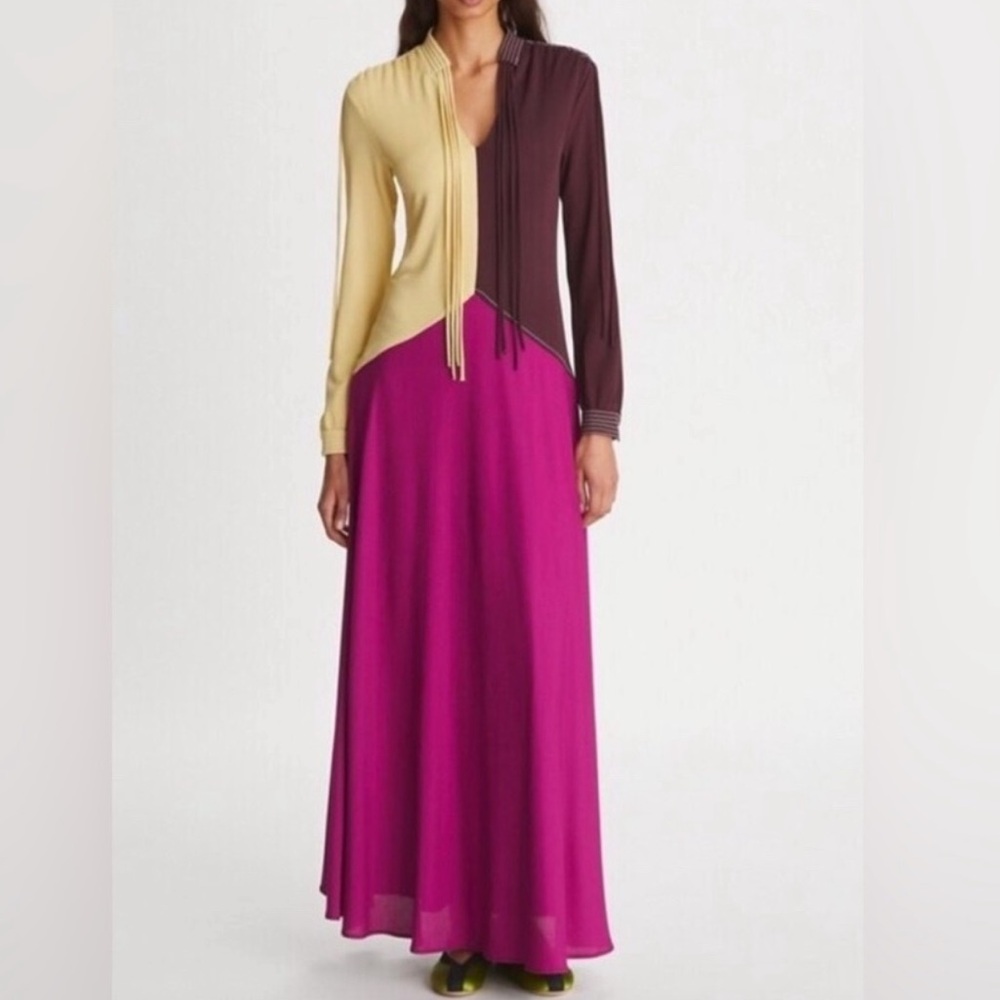 Tory Burch Color Block Crepe Jersey Maxi Dress